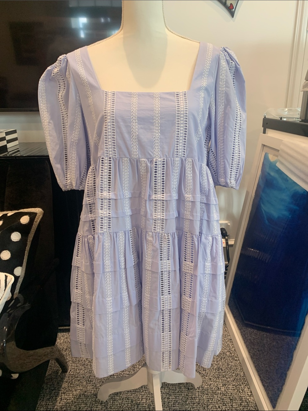 Maje Light Lilac Eyelet-Trim Dress. Size 38. Worn once